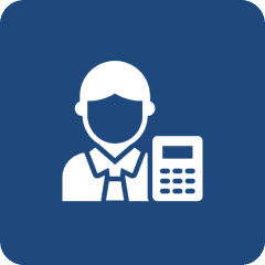 Icon of person with a calculator.