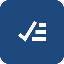 Blue checkmark and lines on black background.